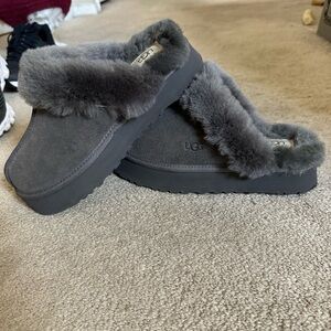 Grey Platform Ugg Slippers